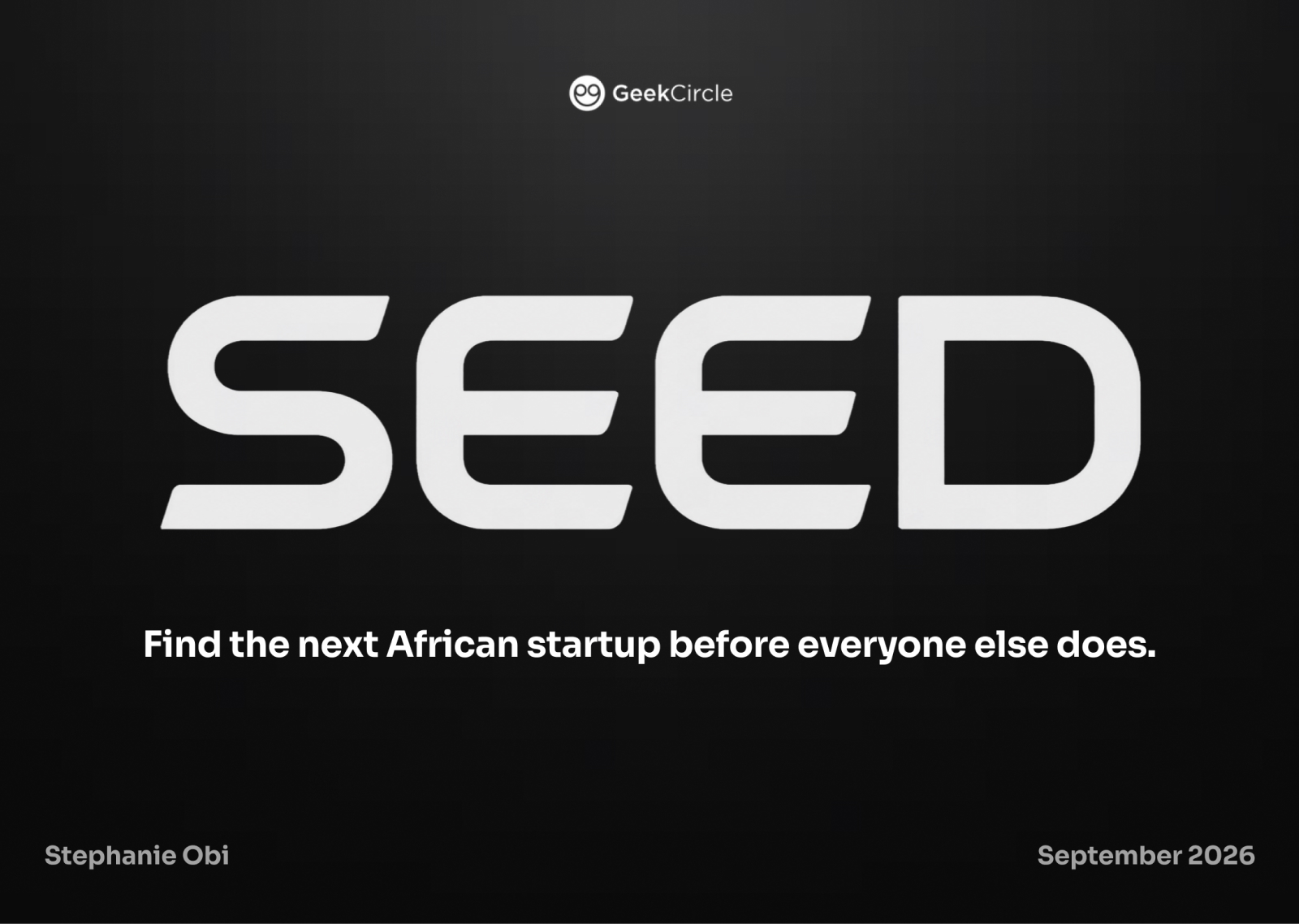 Seed wordmark on a black cover with the line “Find the next African startup before everyone else does.”